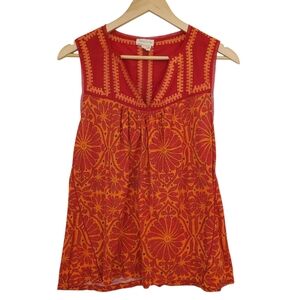 Meadow Rue | Anthropologie  Embroidered Tank Size Small Orange